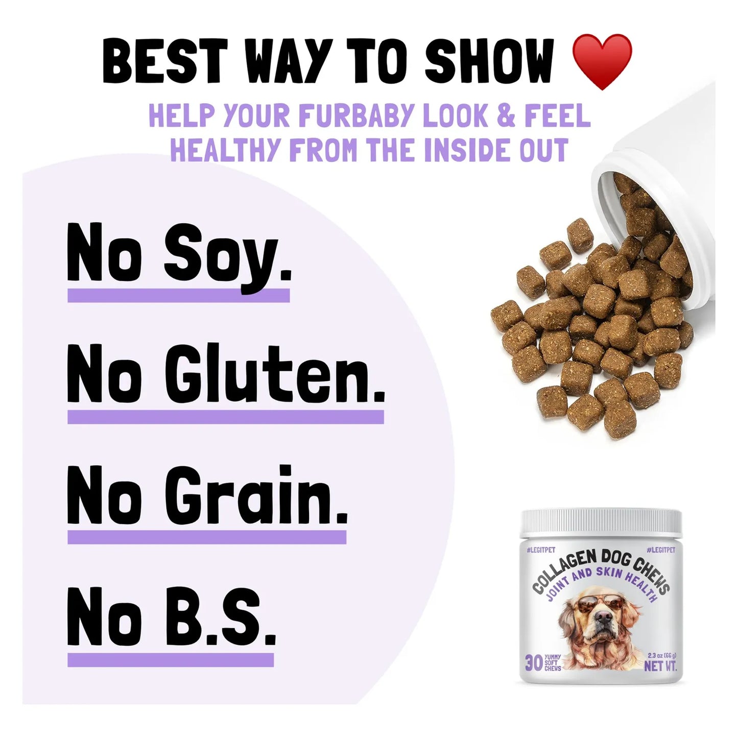 Masticables De Colágeno Para Perros Salud Articulaciones Y Piel 30 Uni Importado