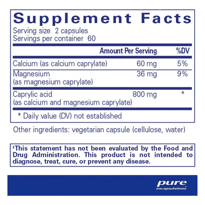 Ácido Caprílico Pure Encapsulations 120 Cápsulas Salud Intestinal Digestión Óptima