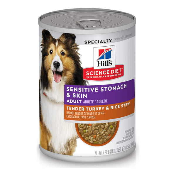 Hill's Science Diet Comida Humeda Perros Adultos Pavo Arroz 12 Latas 12.5 Onzas