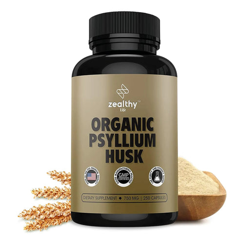 Capsulas Organicas De Cascara De Psyllium 750 Mg 250 Unidades Fibra Soluble Salud Intestinal