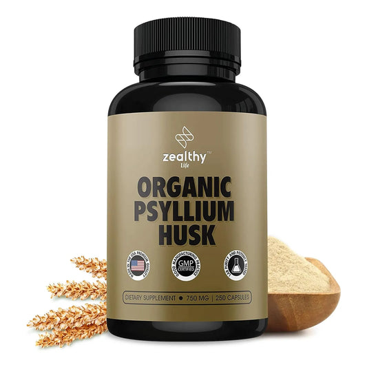 Capsulas Organicas De Cascara De Psyllium 750 Mg 250 Unidades Fibra Soluble Salud Intestinal