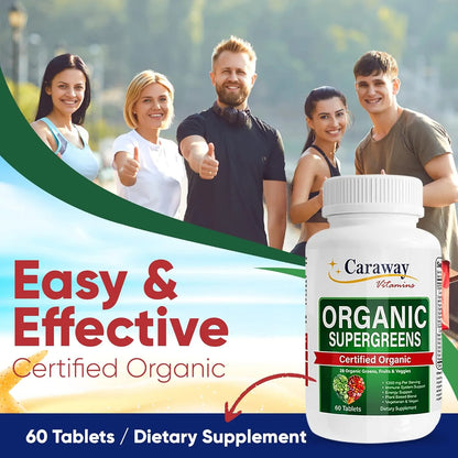 Complejo Orgánico Superalimentos Vitaminas Verdes 1350 Mg 60 Tabletas