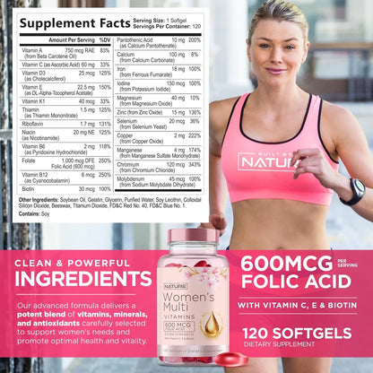 Multivitaminico Mujeres Vitaminas A B C D E Hierro Calcio Magnesio Energia Piel