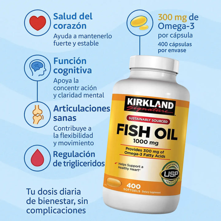 Aceite De Pescado 1000 Mg Con Acidos Grasos Omega 3 400 Cap - Imagen 2