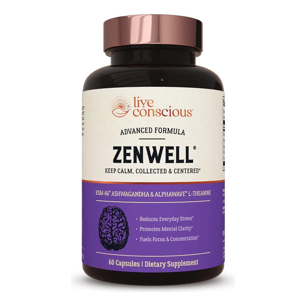 Suplemento Ashwagandha KSM66 Con L Teanina AlphaWave ZenWell 60 Capsulas Alivio Estrés