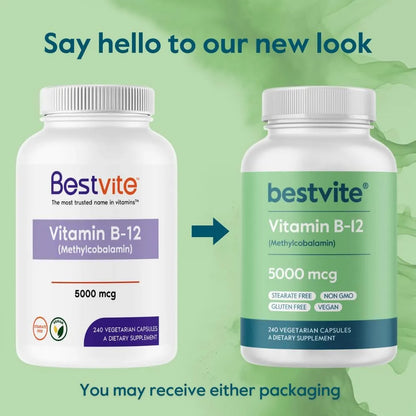 Vitamina B12 Metilcobalamina 5000mcg 240 Cápsulas Veganas Bestvite Energía Y Vitalidad