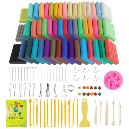 Kit De Inicio De Arcilla Polimérica 50 Colores Con Herramientas Y Accesorios