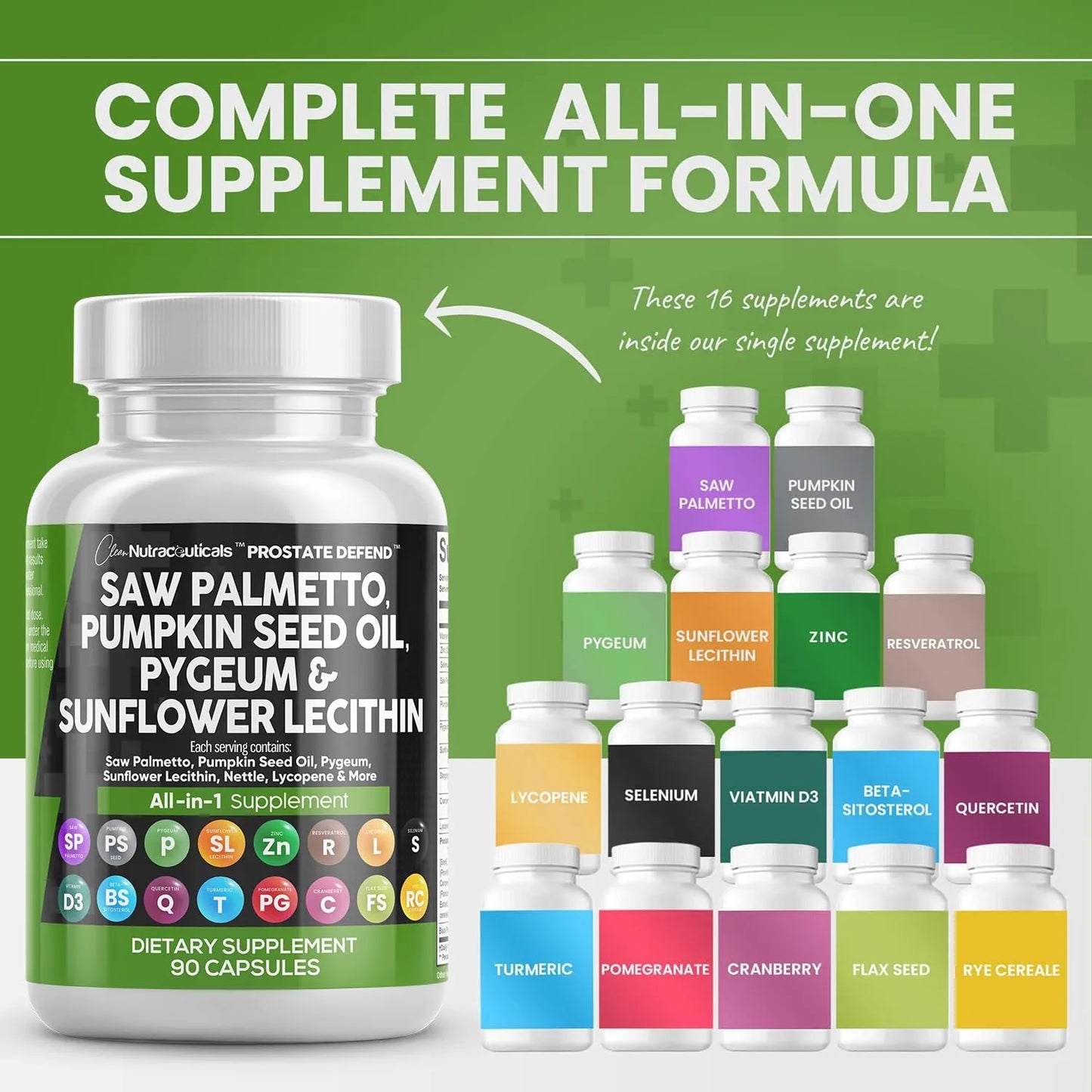 Suplemento Prostático Saw Palmetto Semilla Calabaza Pygeum Lecitina 90 Caps