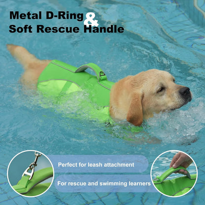 Chaleco Salvavidas Para Perros Con Arnés Reflectante Xl Seguridad Flotabilidad