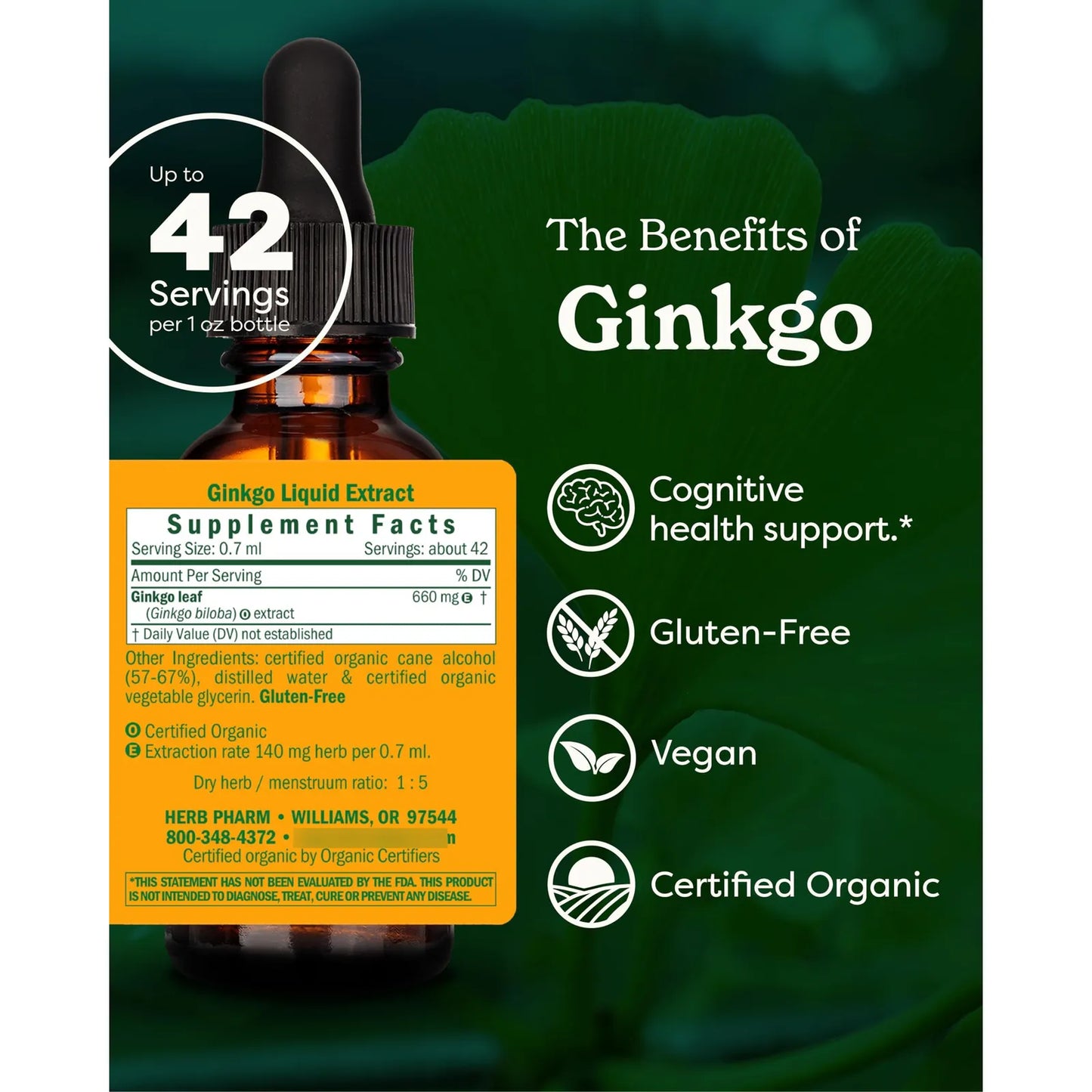 Extracto Organico De Ginkgo 30 Ml Para Mejorar Memoria Y Concentracion Certificado