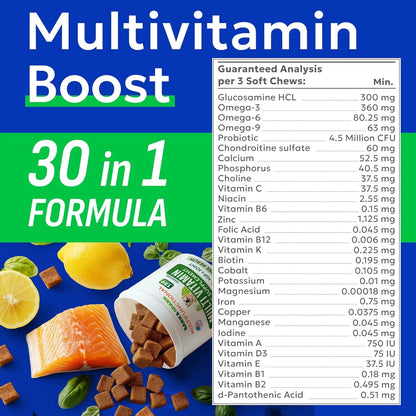 Golosinas Masticables Multivitamínicas Para Perros Con Glucosamina Condroitina Y Omega
