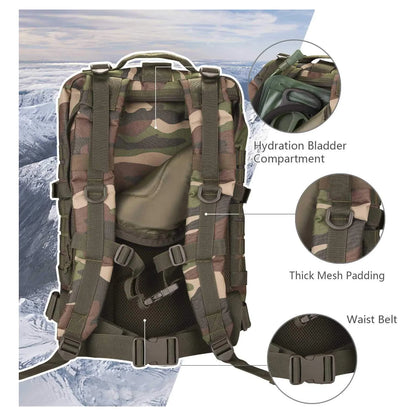 Mochila Táctica Militar Hannibal Tactical 36L Resistente Al Agua Con Sistema Molle