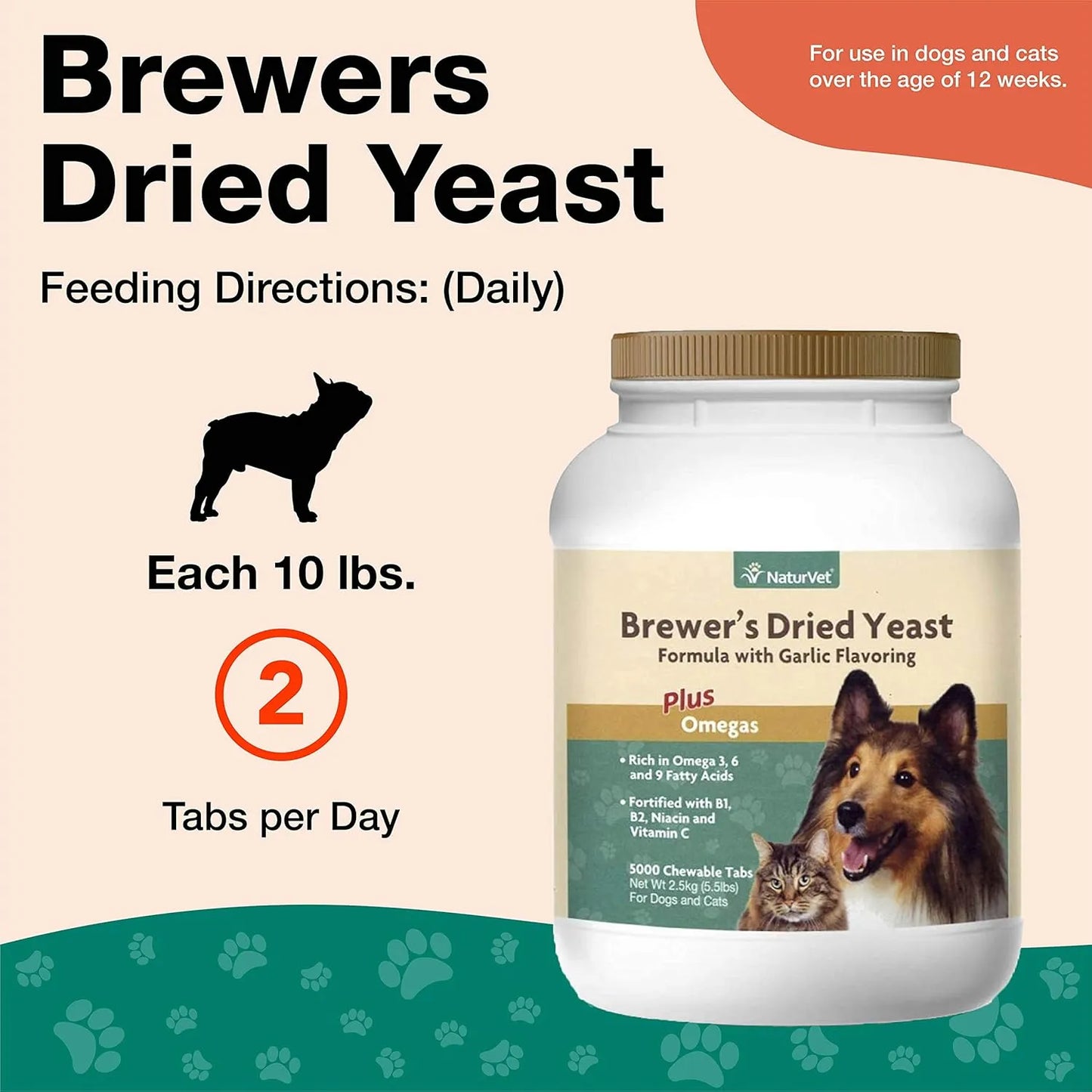 Levadura Seca Con Ajo Para Mascotas Vitaminas B Omega 3 6 9 Piel Y Pelaje Saludable