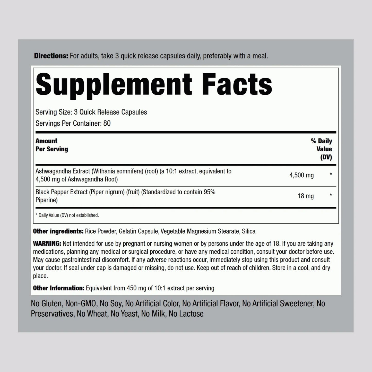 Extracto De Ashwagandha 4500 Mg 240 Cápsulas Energía Y Bienestar