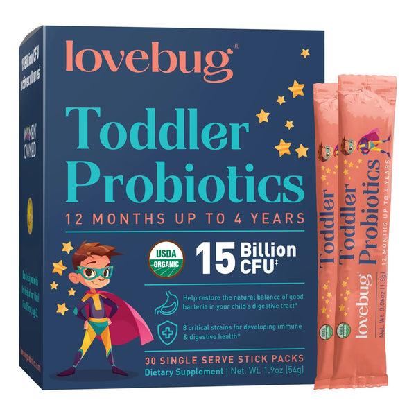 Probióticos Orgánicos LoveBug Para Niños Alivia Estreñimiento Y Molestias Estomacales
