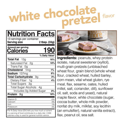 Mantequilla De Maní Con Pretzel Y Chocolate Blanco Alta En Proteínas 16 Oz