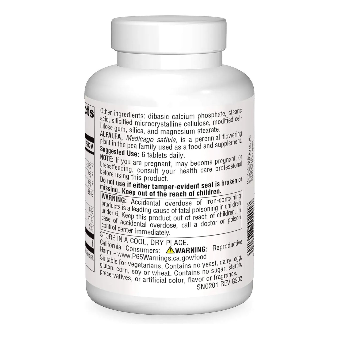 Source Naturals Alfalfa 10 Granos 250 Tabletas Suplemento Dietético Natural