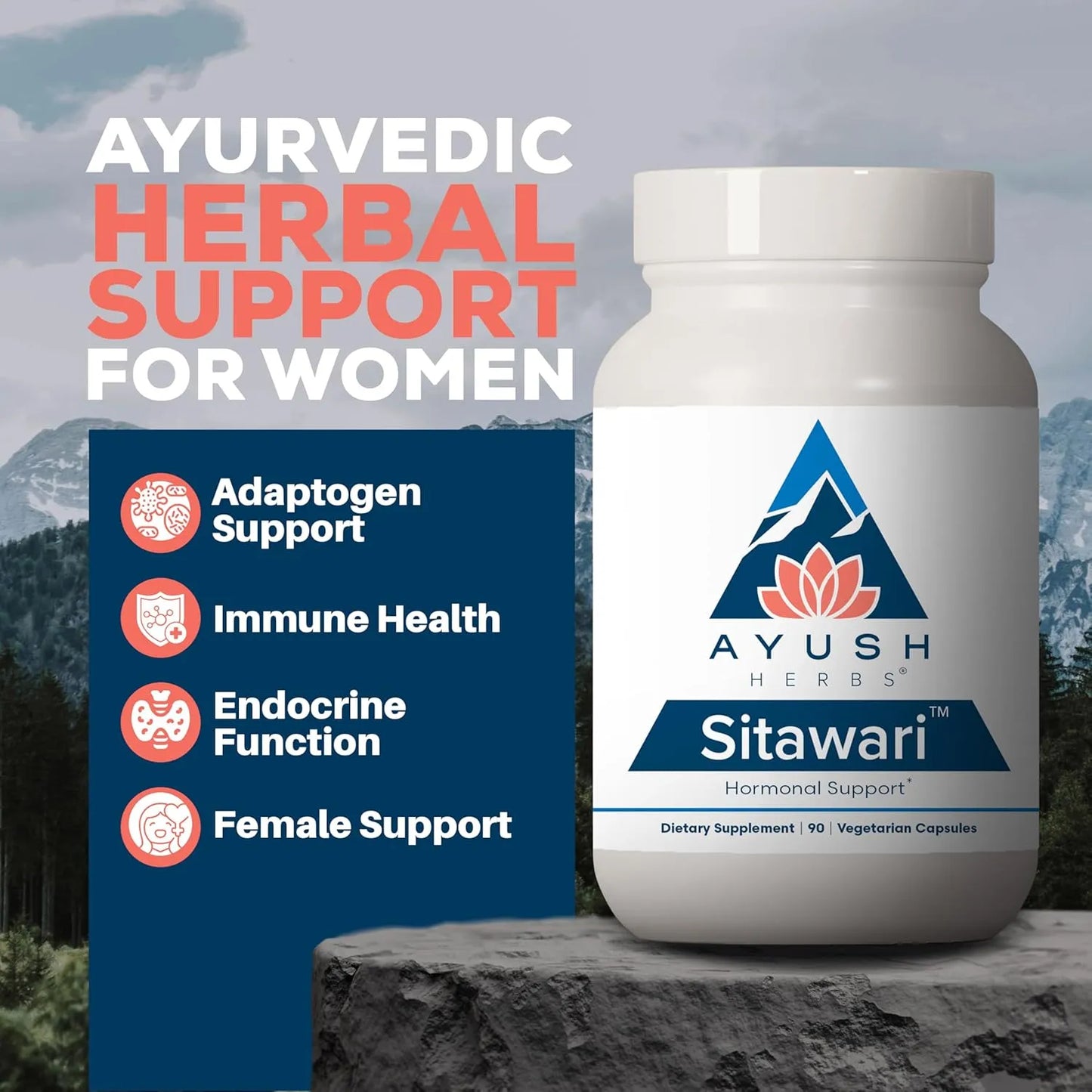 Ayush Herbs Sitawari Equilibrio Hormonal Salud Reproductiva 90 Capsulas