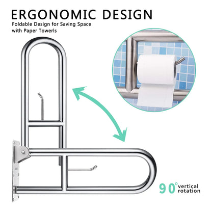 Barras De Seguridad Para Inodoro Acero Inoxidable 29.5 Pulgadas Soporte 350 Libras