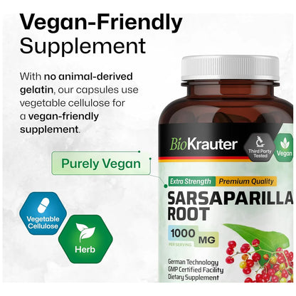 Capsulas De Raiz De Zarzaparrilla 1000 Mg 250 Unidades Veganas Desintoxicacion Natural