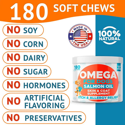 Golosinas Omega 3 Para Perros 360 Unidades Alivia Piel Seca Y Alergias