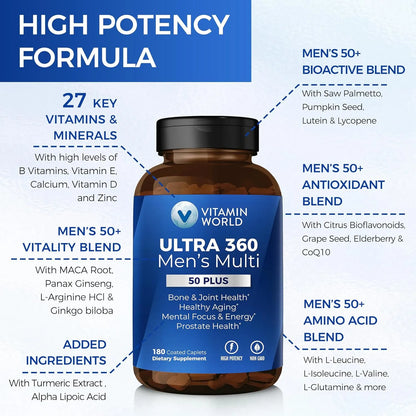 Multivitaminico Ultra 360 Hombres 50 Plus Con Vitaminas A C D E Zinc Selenio