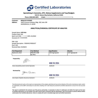 Ácido Hialurónico Liposomal 90 Cápsulas 150 Mg Hidratación Piel Y Articulaciones