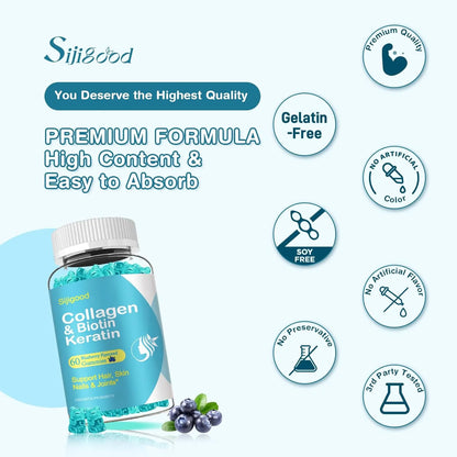 Gomitas De Biotina 15000 Mcg Con Colageno Queratina Acido Hialuronico Para Piel Cabello Uñas