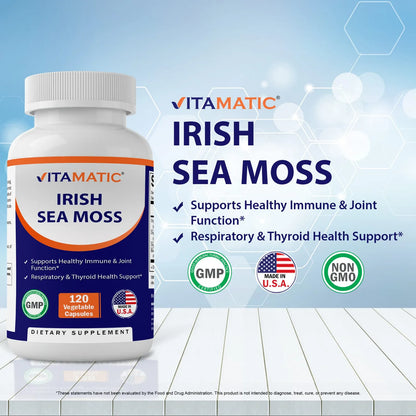 Cápsulas Orgánicas De Musgo Marino Irlandés Con Vejiga Y Raíz De Bardana - Suplemento Natural Para Energía E Inmunidad