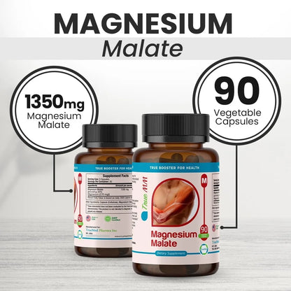 Malato De Magnesio 1350 Mg 90 Cápsulas Alta Biodisponibilidad Energía Muscular