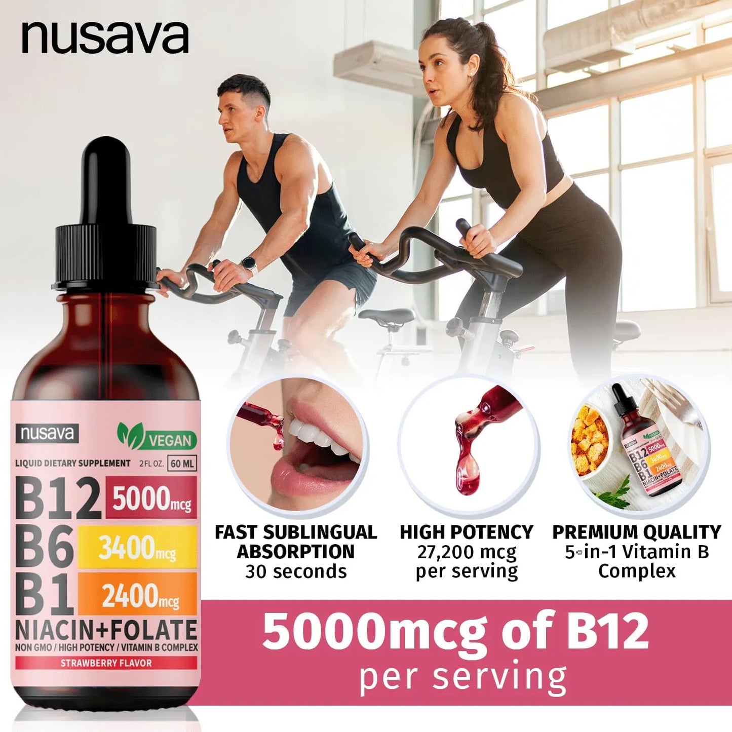 Gotas Sublinguales De Vitamina B12 Y B6 5000 Mcg Energia Y Enfoque
