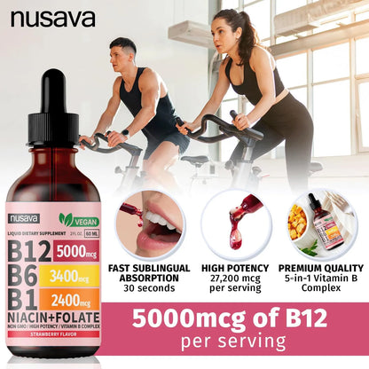 Gotas Sublinguales De Vitamina B12 Y B6 5000 Mcg Energia Y Enfoque