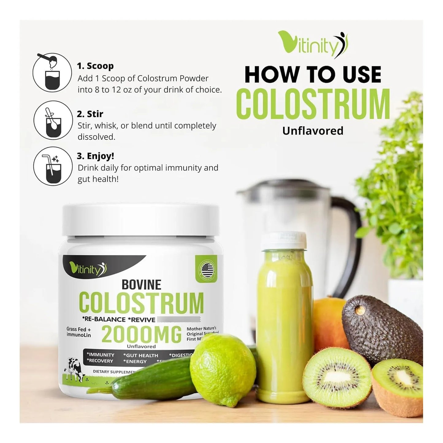 Polvo De Calostro Bovino Natural Alimentado Con Pasto Suplemento IgG Para Salud Intestinal E Inmunológica