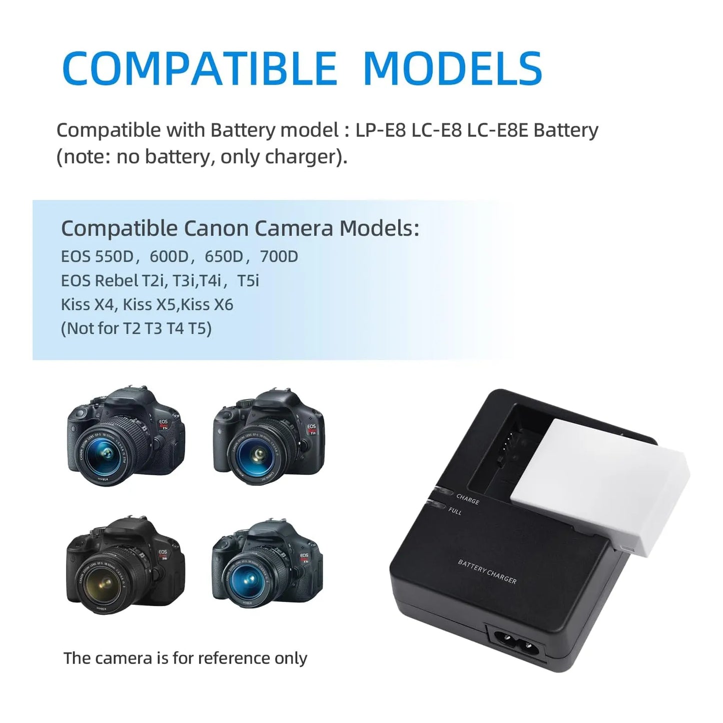 Cargador LP-E8 Compatible Canon EOS Rebel T2i T3i T4i T5i 550D 600D 650D 700D Con Protección Avanzada