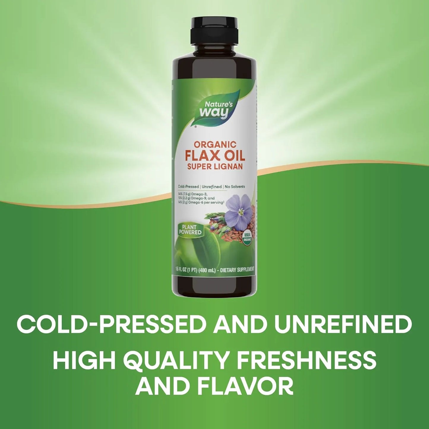 Aceite De Lino Orgánico Super Lignan Omega 3 473ml Nature's Way Prensado En Frío