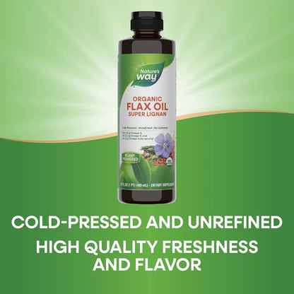 Aceite De Lino Orgánico Super Lignan Omega 3 473ml Nature's Way Prensado En Frío