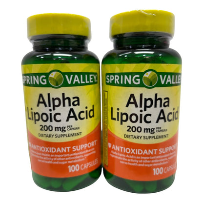 Paquete Soporte Nutricional 2 Botellas 200 Mg Acido Alfa Lipoico 100 Capsulas