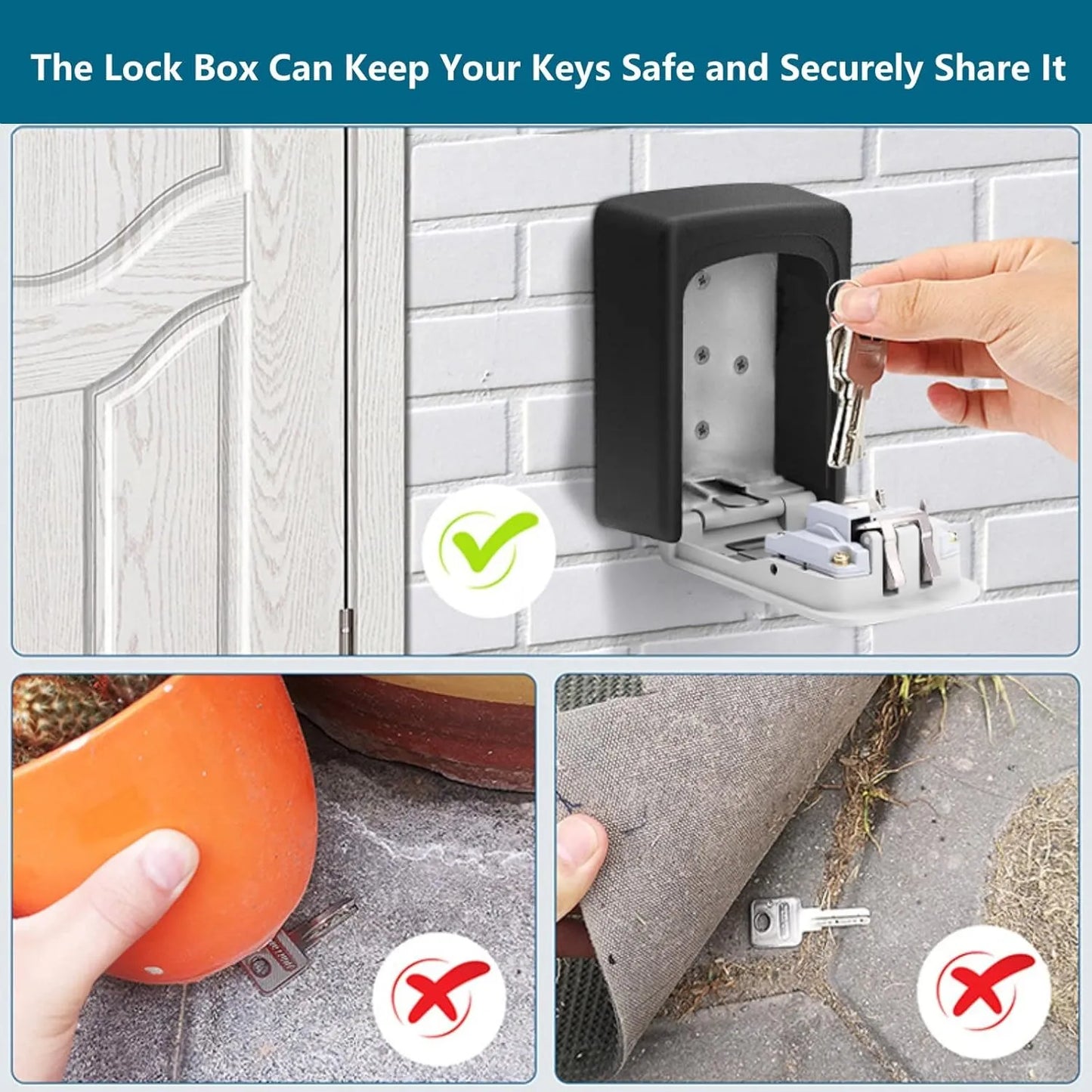 Caja De Llaves Combinada 4 Digitos Acero Resistente Exterior Seguridad Maxima