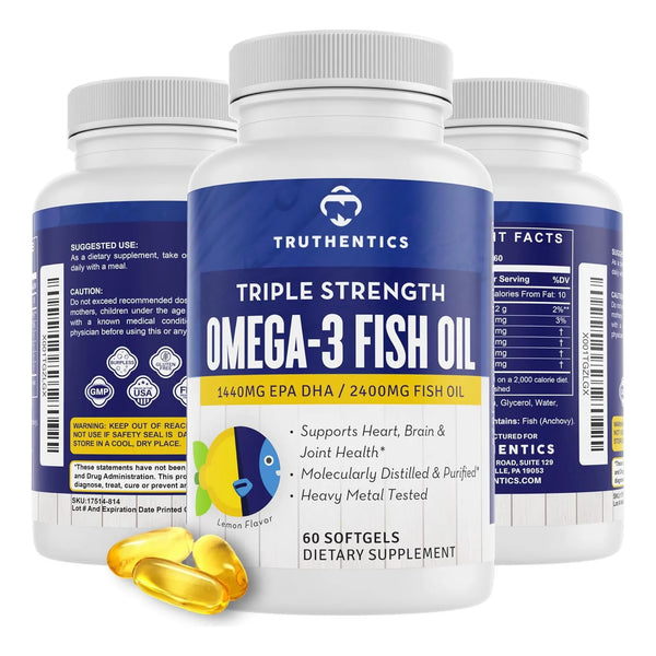 Aceite De Pescado Omega 3 2400 Mg Triple Fuerza Alto Epa Dha Suplemento Salud