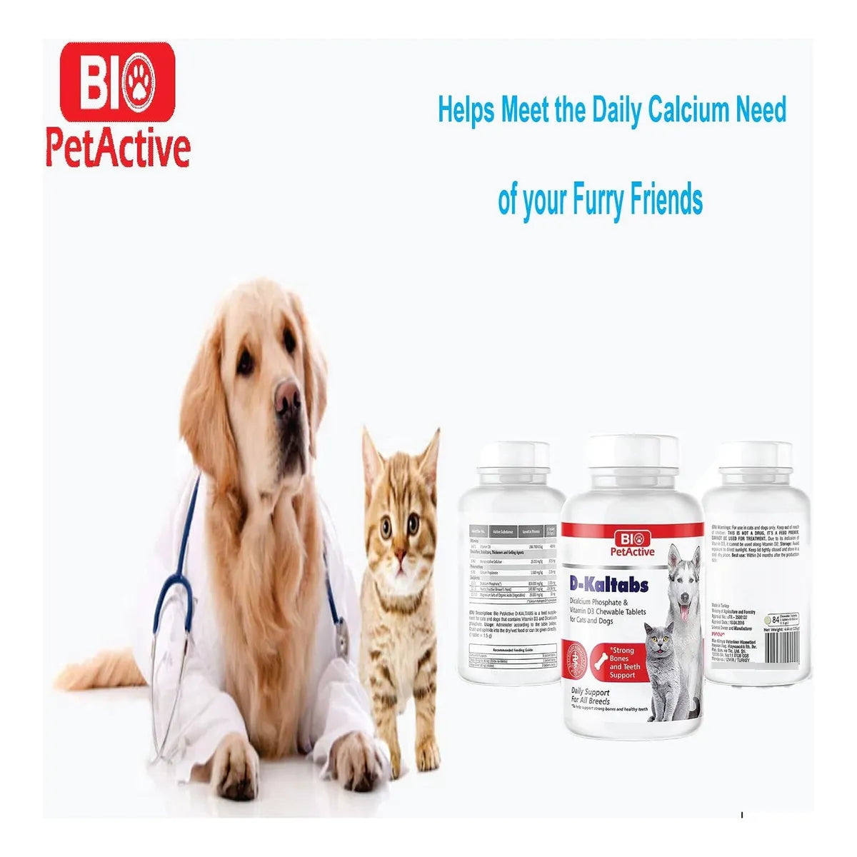 Vitamina D3 Calcio Masticable Para Perros Y Gatos 84 Tablas D-Kaltabs