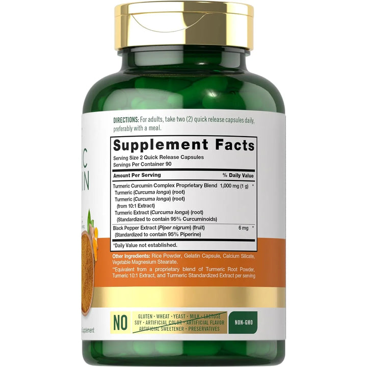 Cápsulas De Cúrcuma Carlyle 1000mg Complemento Natural Sin Gluten - Imagen 2