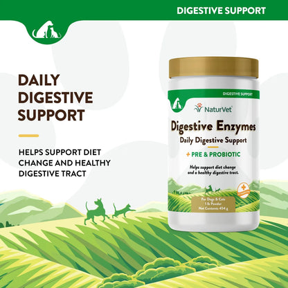Enzimas Digestivas Con Probióticos Y Prebióticos Para Perros Y Gatos 1 Lb Polvo