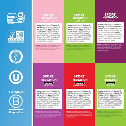 Nuun Sport Tabletas Hidratación Veganas Con Electrolitos Y Cafeína Pack 6 Sabores