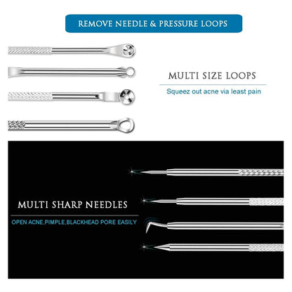 Kit Eliminacion Puntos Negros Doble Cabezal Extractor Comedones Acero Inoxidable