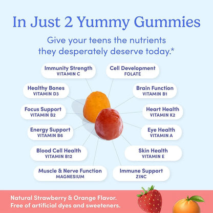 Vitaminas Orgánicas Adolescentes 12 A 17 Años Gomitas Nutrición Completa