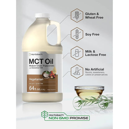 Aceite MCT Horbäach 1.89 Litros 100% Puro Para Keto Mezcla Con Café Y Más