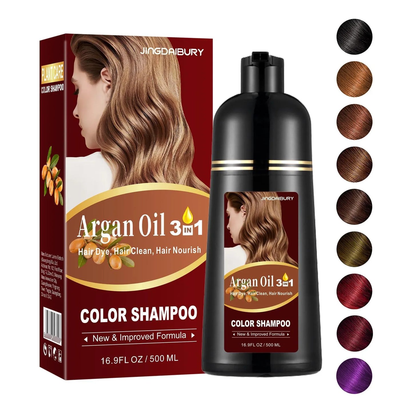 Tinte Para Cabello Negro Con Aceite De Argan 500 Ml Champu Color 3 En 1