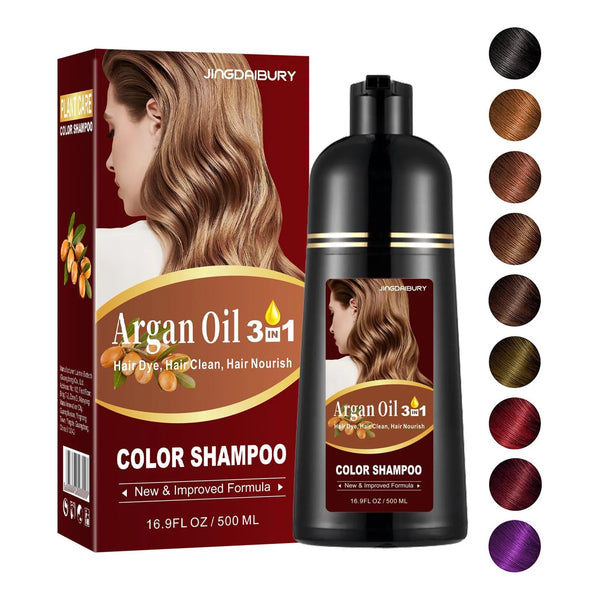 Tinte Para Cabello Negro Con Aceite De Argan 500 Ml Champu Color 3 En 1