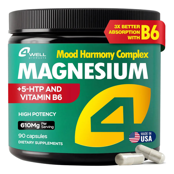 Complejo De Magnesio 610 Mg Con Glicinato Citrato Y Vitamina B6 Para Energia Y Relajacion