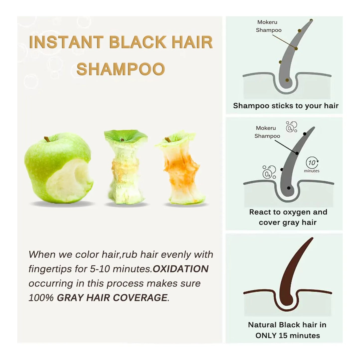Champú Instantáneo Negro A Base De Hierbras Para Cabello Gris Cobertura En 15 Min